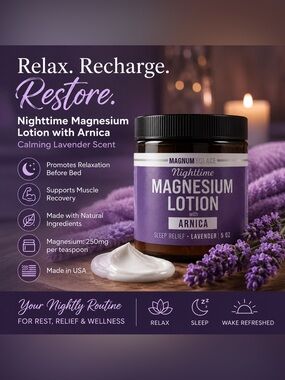 Magnum Solace Nighttime Magnesium Lotion with Arnica - Lavender
